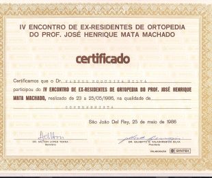 1986-05 – IV ENCONTRO DE EX-RESIDENTES DE ORTOPEDIA DO PROF JOSE HENRIQUE MATA MACHADO