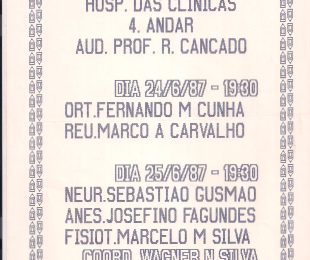 1987-06- CONDULTAS EM LOBALGIA – HOSPITAL DAS CLINICAS