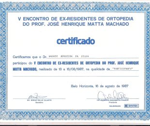 1987-08- V ENCONTRO DE EX-RESIDENTES DE ORTOPEDIA DO PROF JOSE HENRIQUE DA MATTA MACHADO