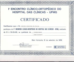 1988-09- 1 ENCONTRO CLINICO-ORTOPEDICO DO HOSPITAL DAS CLINICAS – UFMG