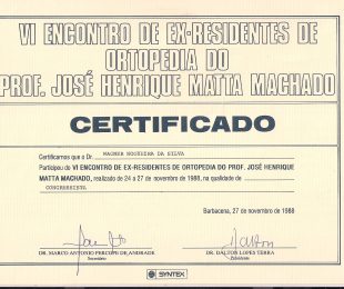 1988-11- VI ENCONTRO DE EX-RESIDENTES DE ORTOPEDIA DO PROF JOSE HENRIQUE MATTA MACHADO