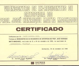 1990-11- VII ENCONTRO DE EX-RESIDENTES DE ORTOPEDIA DO PROF JOSE HENRIQUE DA MATTA MACHADO