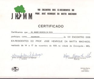 1991-11- VIII ENCONTRO DOS EX-RESIDENTES DO PROF JOSE HENRIQUE DA MATTA MACHADO