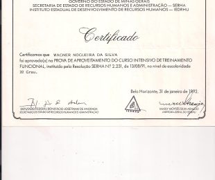 1992-01 PROVA DE APROVEITAMENTO DO CURSO INTENSIVO DE TREINAMENTO FUNCIONAL