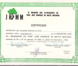 1992-09- IX ENCONTRO DOS RESIDENTES DO PROF JOSE HENRIQUE DA MATTA MACHADO