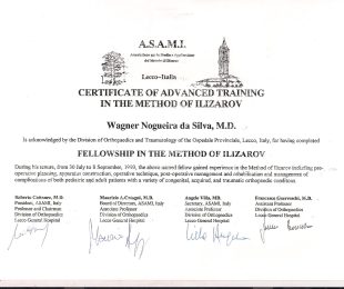 1993-09- CERTIFICATE OF ADVANCED TRAINING IN THE METHOD OF ILIZAROV