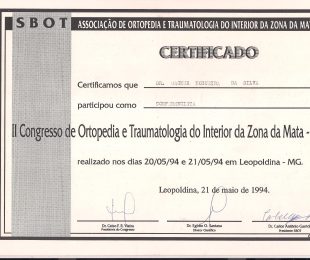 1994-05- II CONGRESSO DE ORTOPEDIA E TRAUMATOLOGIA DO INTERIOR DA ZONA DA MATA-MG
