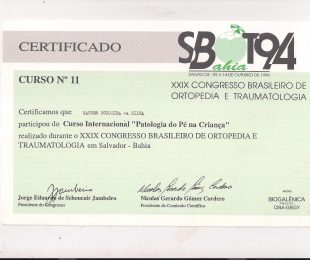 1994-11- XXIX CONGRESSO BRASILEIRO DE ORTOPEDIA E TRAUMATOLOGIA