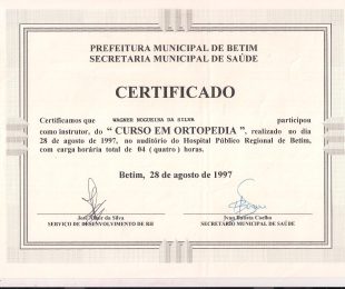 1997-08- CURSO EM ORTOPEDIA