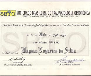 998-05- MEMBRO TITULAR – SBTO – SOCIEDADE BRASILEIRA DE TRAUMATOLOGIA ORTOPEDICA