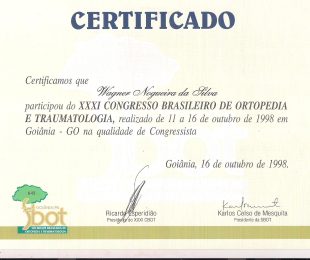 1998-10- XXXI CONGRESSO BRASILEIRO DE ORTOPEDIA E TRAUMATOLOGIA