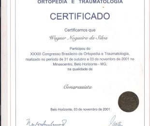 2001-11- XXXIII CONGRESSO BRASILEIRO DE ORTOPEDIA E TRAUMATOLOGIA