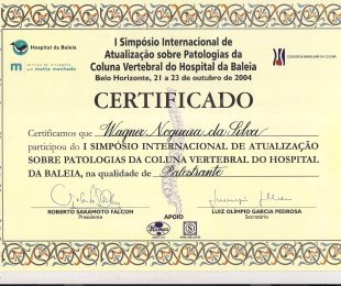 2004-10- I SIMPOSIO INTERNACIOANL DE ATUALIZACAO SOBRE PATOLOGIAS DA COLUNA VERTEBRAL DO HOSPITAL DA BALEIA