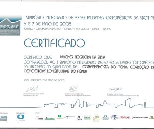 2005-05- I SIMPOSITO INTEGRADO DE ESPECIALIDADES ORTOPEDICAS DA SBOT-MG