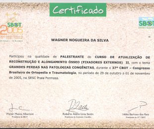 2005-10- CURSO DE ATUALIZACAO DE RECNSTRUCAO E ALONGAMENTO OSSEO – FIXADORES EXTERNOS