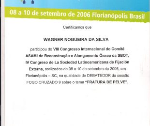 2006-09 VIII CONGRESSO INTERNACIONAL DO COMITE ASAMI DE RECONSTRUCAO E ALONGAMENTO OSSEO DA SBOT
