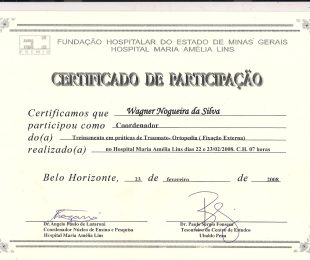 2008-02 – FUNDACAO HOSPITALAR DO ESTADO DE MINAS GERAIS DO HOSPITAL AMELIA LINS – TREINAMENTO EM PRATICAS DE TRAUMATO-ORTOPEDICO