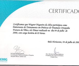 2008-07 – TREINAMENTO EM PRATICAS DE TRAUMATO EM ORTOPEDIA FRATIRA DE TIBIA