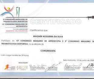 2009-06 – 13 CONGRSSO BRASILEIRO DE ARTROSCOPIA E 5 CONGRESSO BRASILEIRO DE TRAUMATOLOGIA DESPORTIVA
