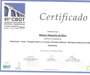 2009-11 – 41 CBOT – CURSO FIXACAO EXTERNA NO TRAUMA