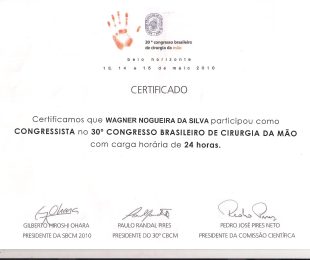 2010-05 – 30 CONGRESSO BRASILEIRO DE CIRURGIA DA MAO