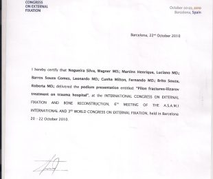2010-10 – INTERNATIONAL CONGRESS ON EXTERNAL FIXATION & BONE RECONSTRUCTION