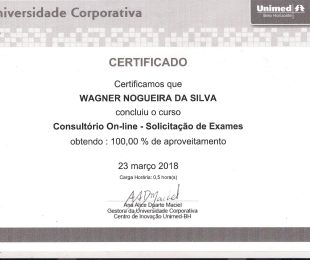 2018-03 – UNIMED UNIVERSIDADE CORPORATIVA – CONSULTORIO ON-LINE – SOLICITACAO DE EXAMES