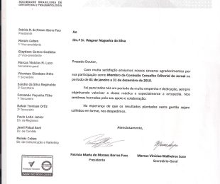 2018 – SBOT – MEMBRO DA COMISSAO CONSELHO EDITORIAL DO JORNAL