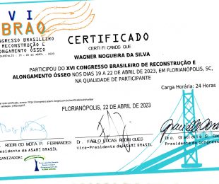 XVI CBRAO – CONGRESSO BRASILEIRO DE RECONSTRUÇÃO E ALONGAMENTO ÓSSEO
